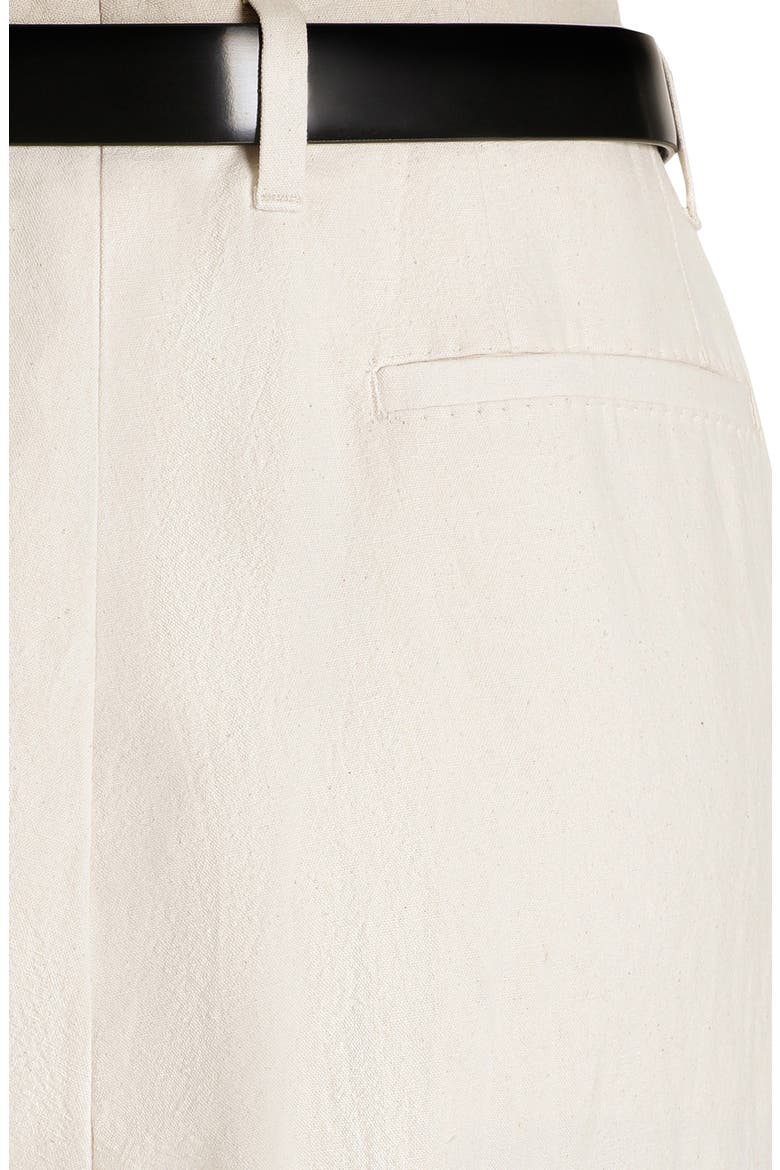 Pleated Wide Leg Cotton & Linen Pants, Alternate, color, W0001 NATURAL WHITE