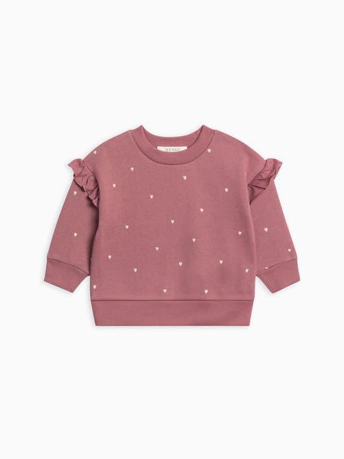 Kendi Abbey Fleece Ruffle Sleeve Pullover Sweatshirt In Pink