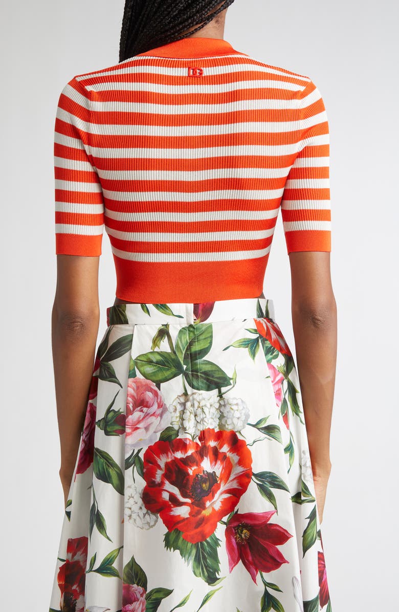 Dolce&Gabbana Stripe Polo Sweater, Alternate, color, W8266 Bianco/ Rosso