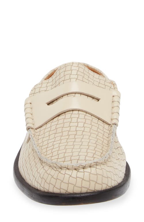 Rag & Bone Carter Embossed Leather Penny Loafer Mules In Greigebktw Leather