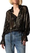 Equipment Farah Stripe Metallic Cutout Blouse