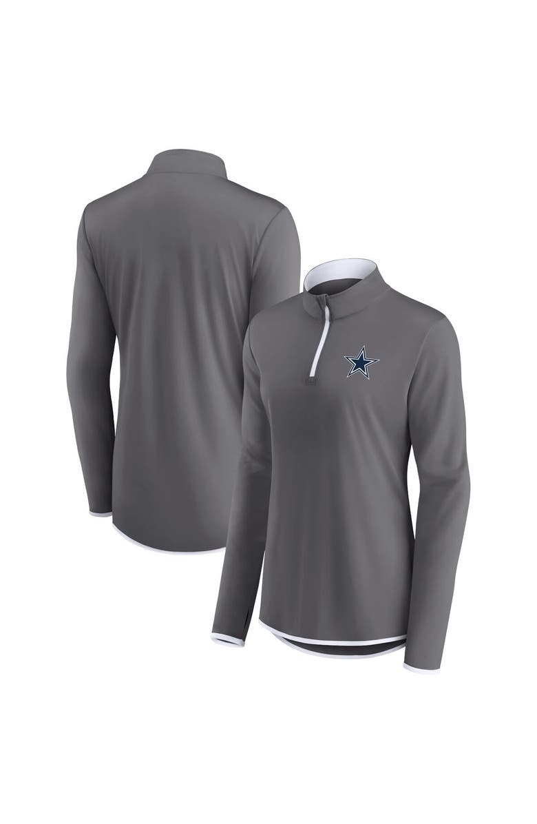 FANATICS Women's Fanatics Branded Gray Dallas Cowboys Corner Long Sleeve 1/4 Zip Top, Main, color, Gray