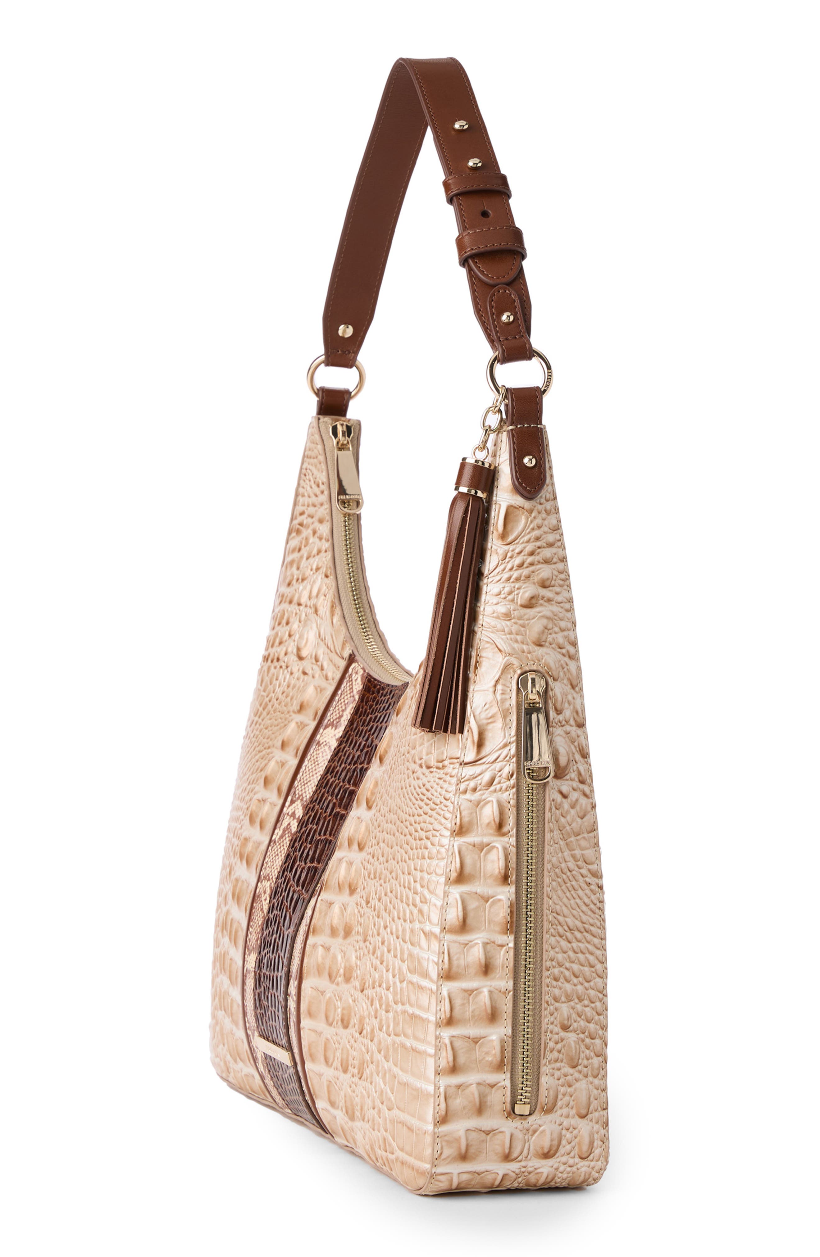Brahmin Tabitha Croc Embossed Leather Shoulder Bag, Alternate, color, 