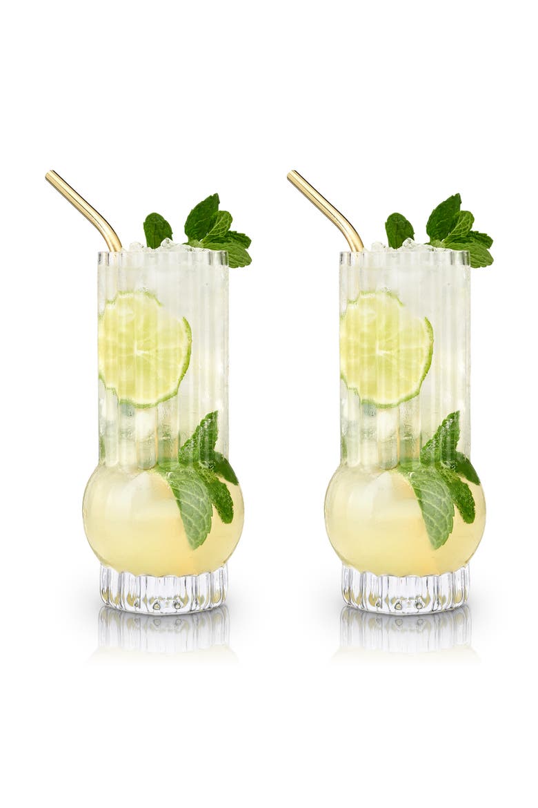 Art Deco Crystal Highball Glasses Set of 2, Main, color, Clear