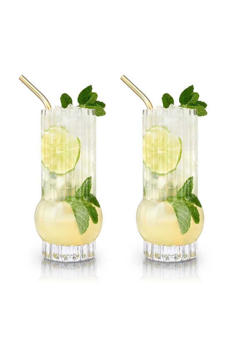 Viski Art Deco Crystal Highball Glasses Set of 2, Main, color, Clear