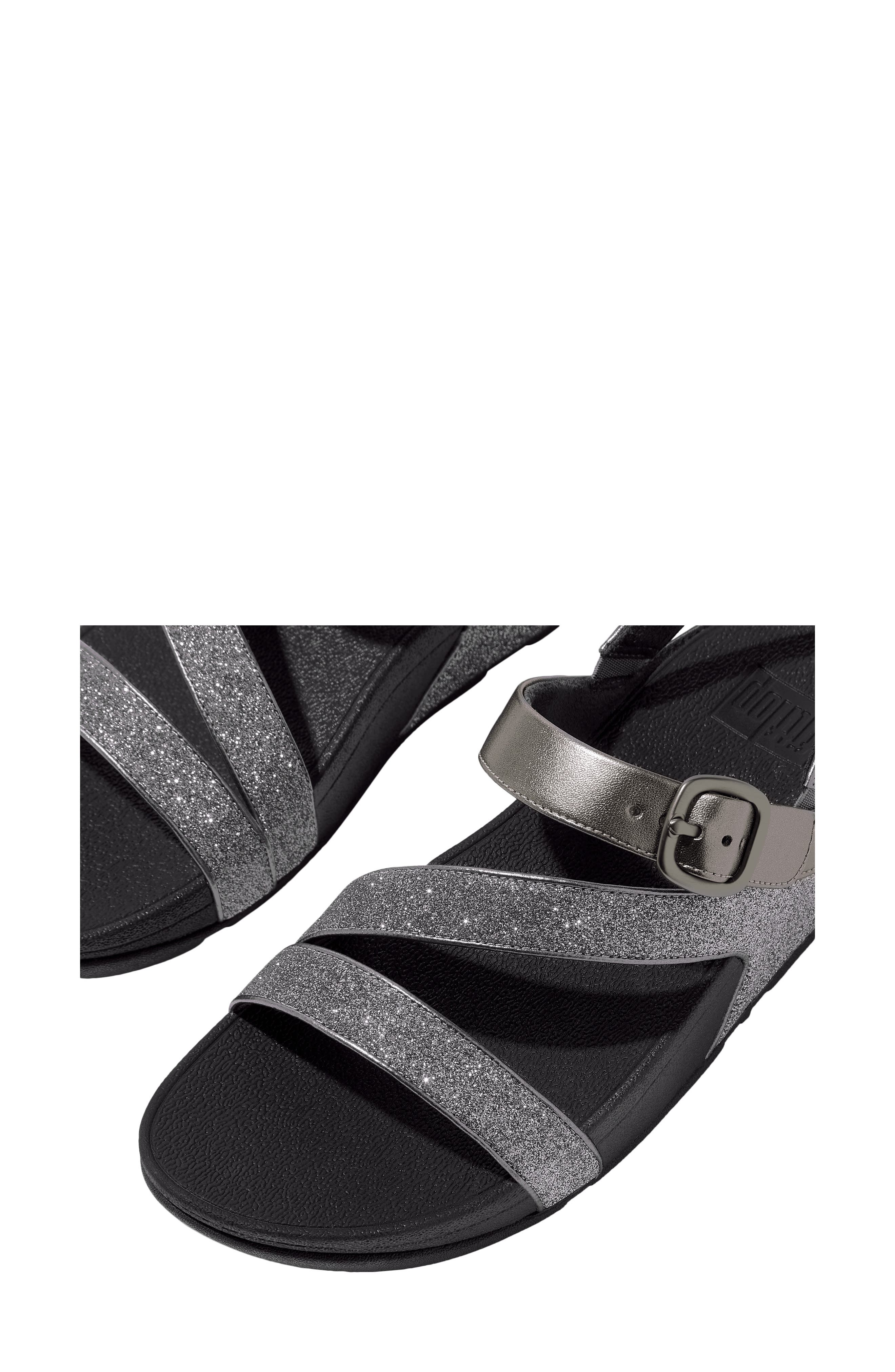 FitFlop Skinny II Glitterdust Z-Strap Sandal, Alternate, color, Pewter