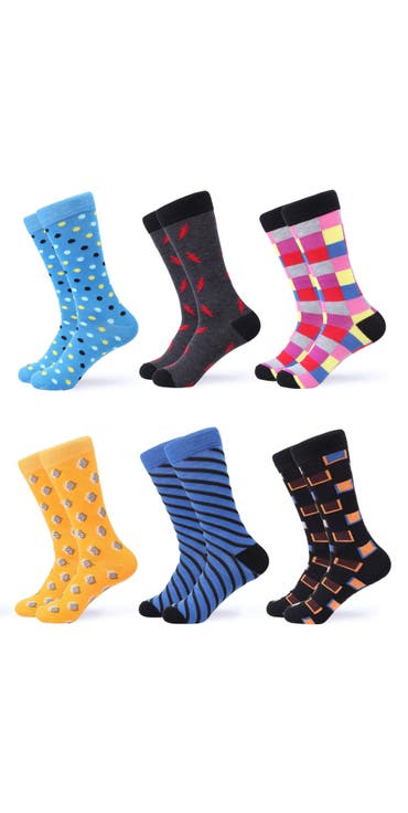 Fashion Patterned Dress Socks 6-Pack Gift Set