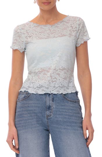 Avec Les Filles Lace Lettuce Edge Top