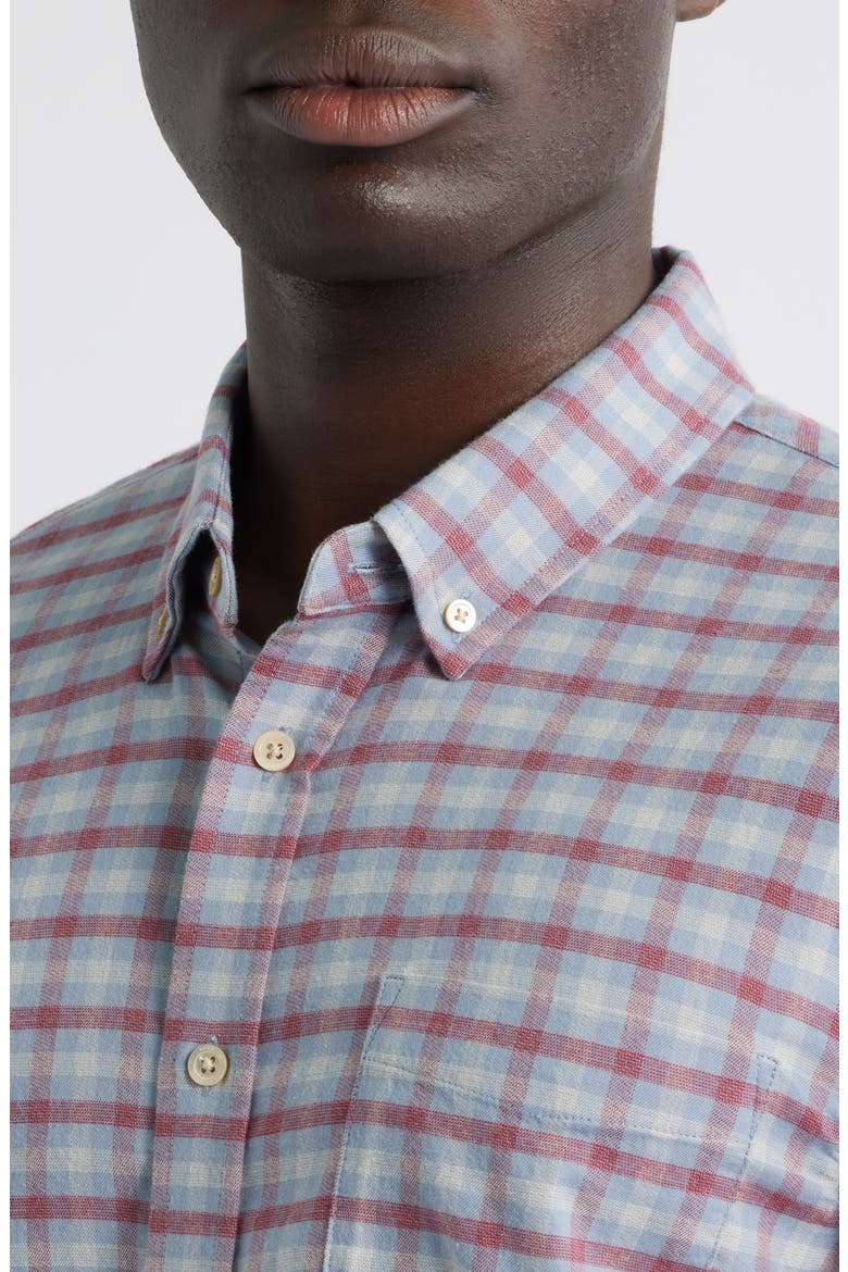 Vance Shadow Check Cotton Blend Button-Down Shirt, Alternate, color, BLUE RUBY CHECK