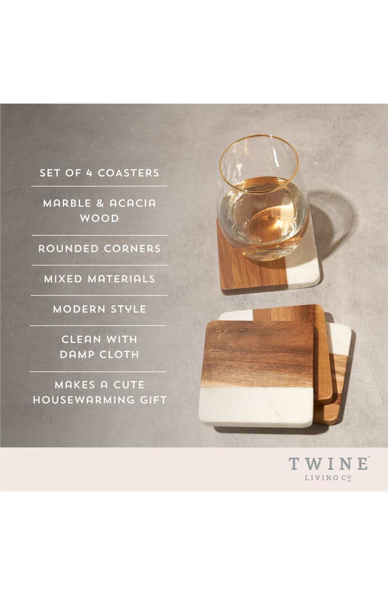 TWINE Marble & Acacia Coasters Set of 4, Alternate, color,