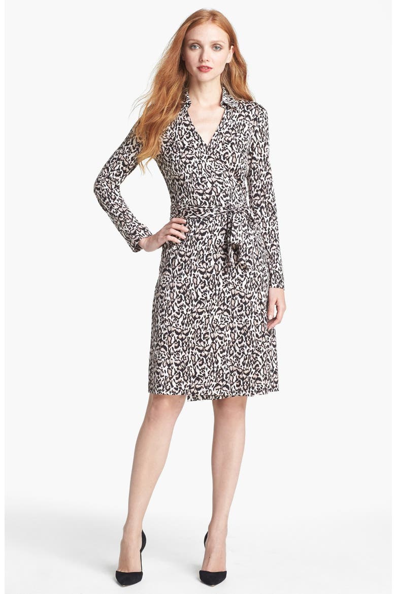 'Kira' Silk Wrap Dress, Main, color, LEOPARD BARK SMALL