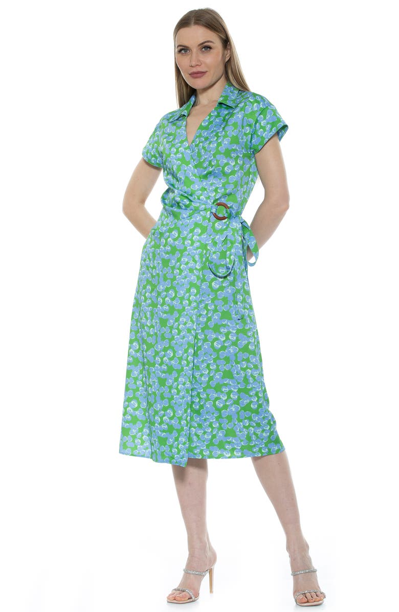 Alexia Admor Paris Surplice Wrap Midi Dress, Alternate, color, Green Multi
