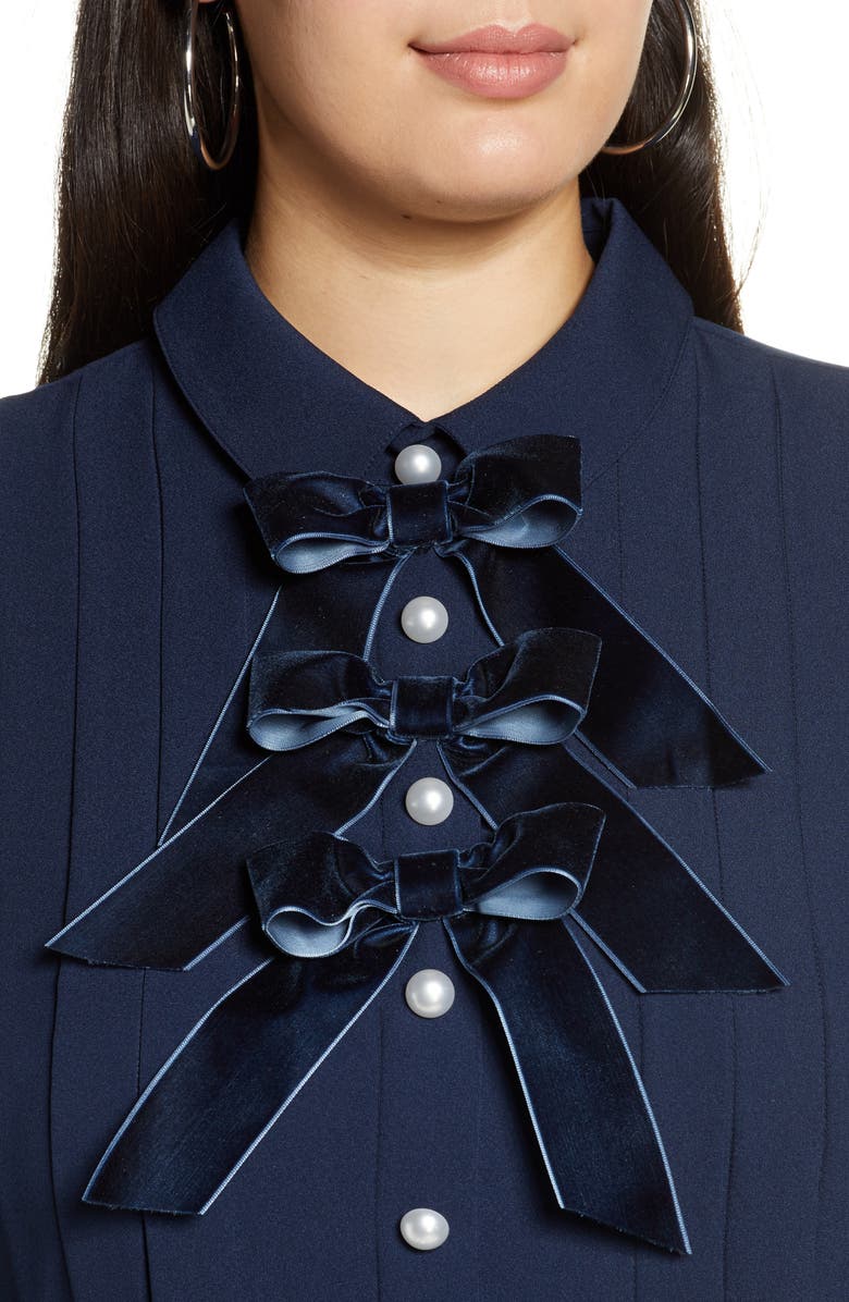 Halogen<sup>®</sup> x Atlantic-Pacific Bow Detail Fit & Flare Dress, Alternate, color, 