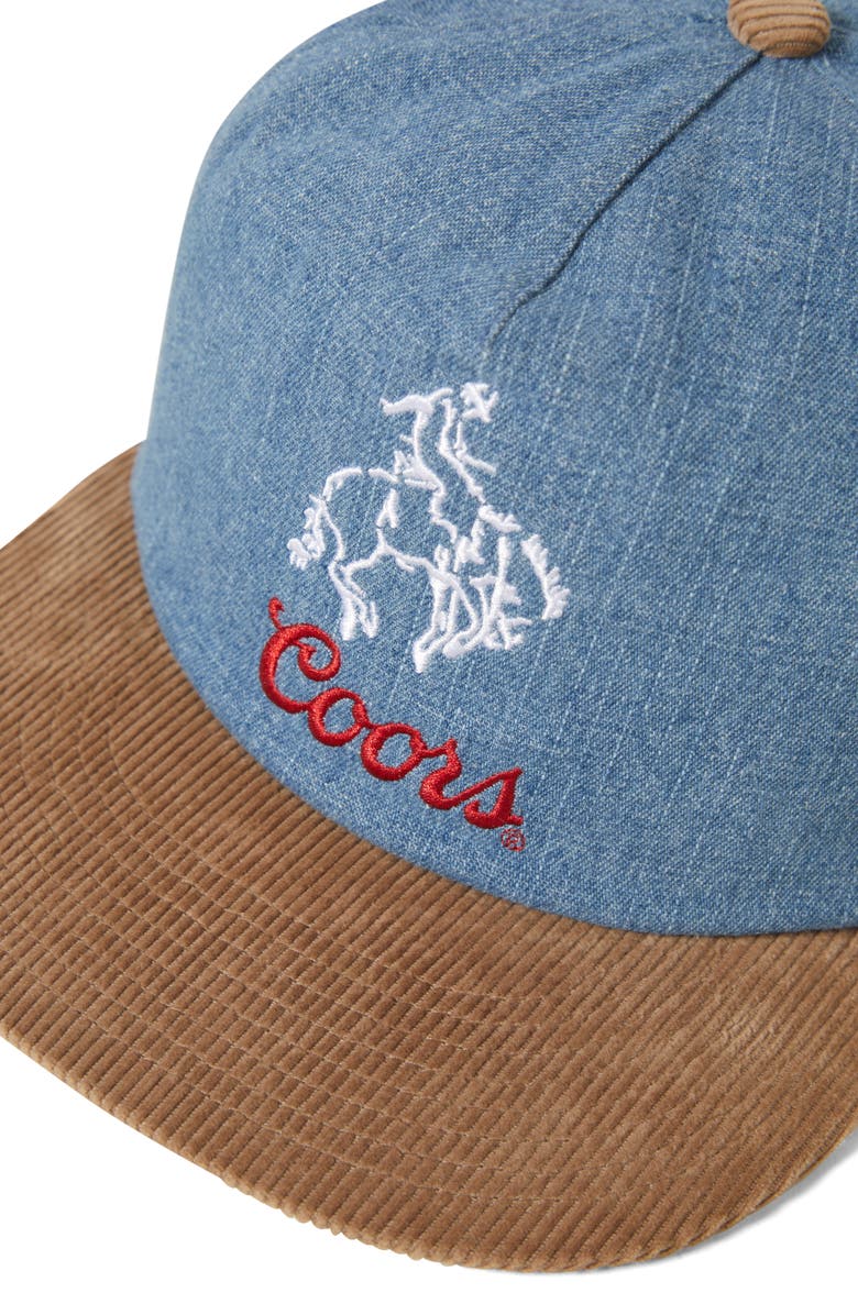 Brixton x Coors Colt Embroidered Mixed Media Baseball Cap, Alternate, color, Washed Denim/ Sand