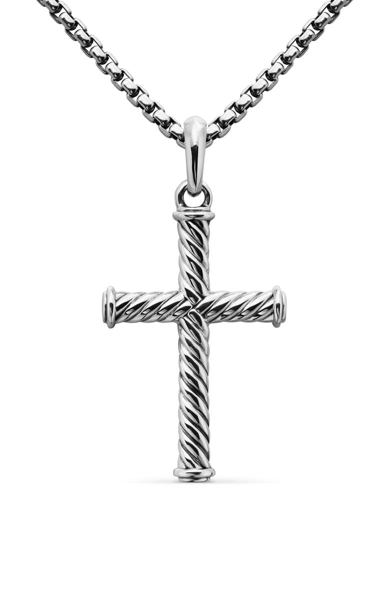 David Yurman Cable Cross Pendant in Sterling Silver, 35mm, Main, color, Silver