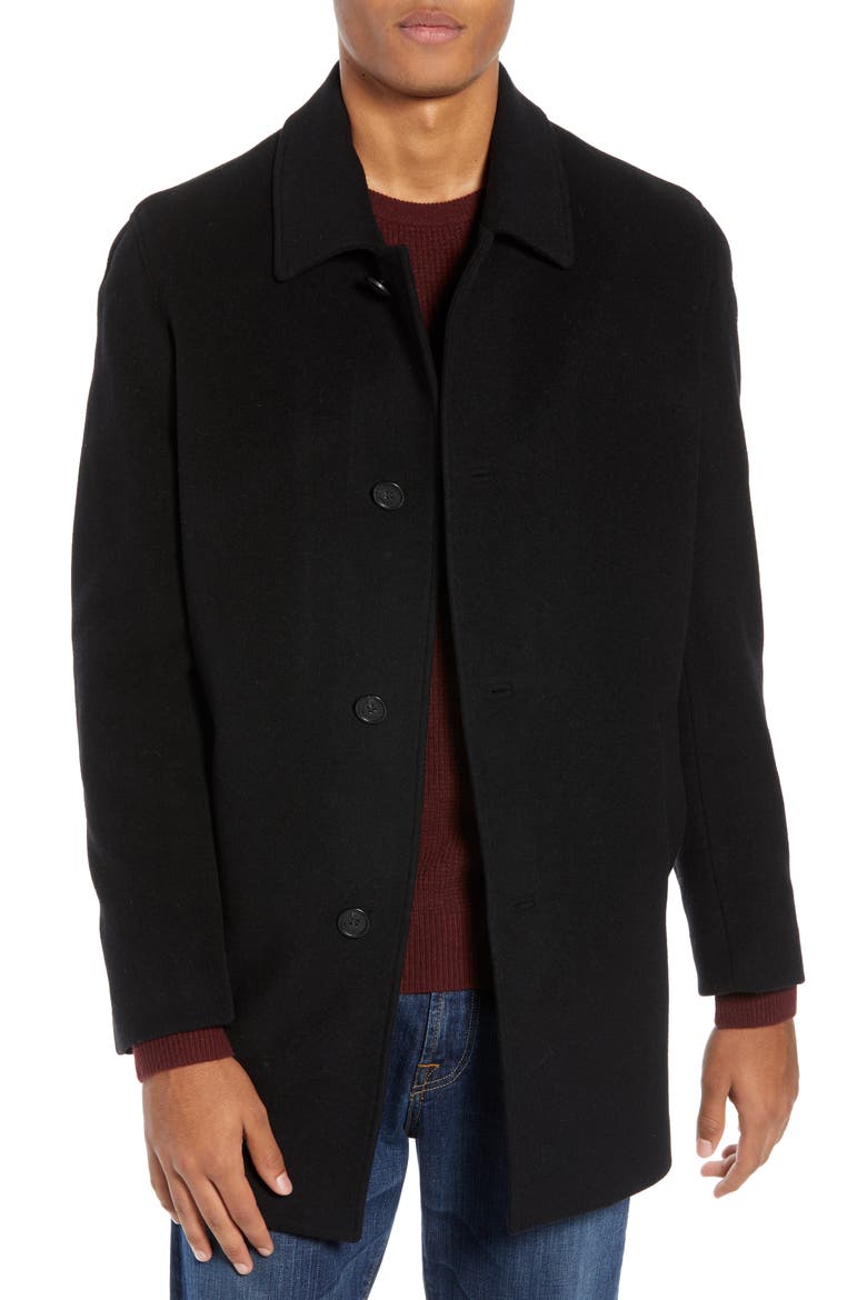 Wool Blend Overcoat, Main, color, BLACK