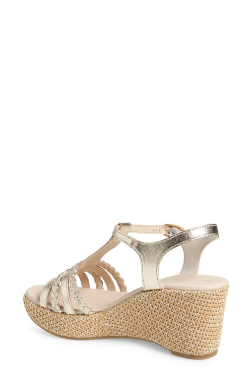 Paul Green Ava Wedge Sandal In Platino Metallic Nappa