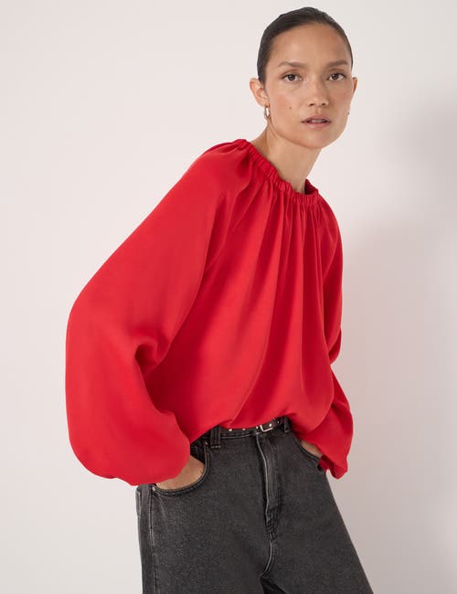 Hush Satin Bubble Hem Top In Red