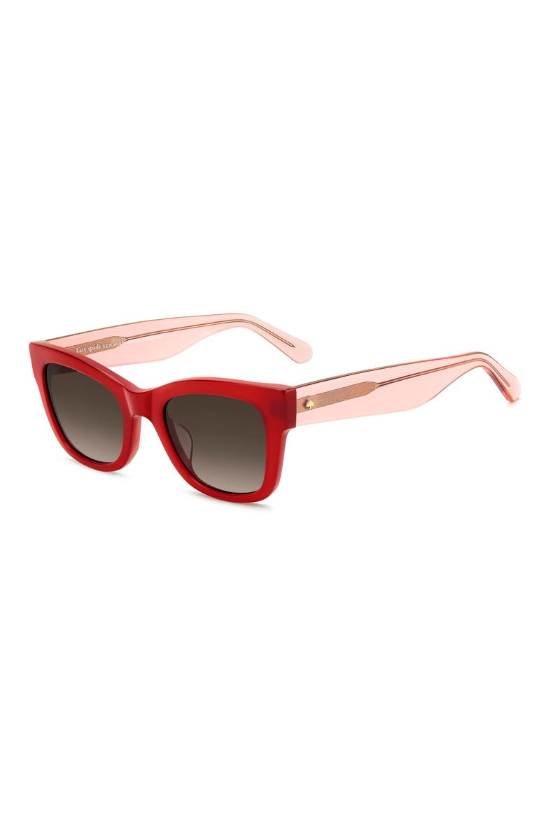 aimee 50mm cat eye sunglasses, Alternate, color, RED/ BROWN SF