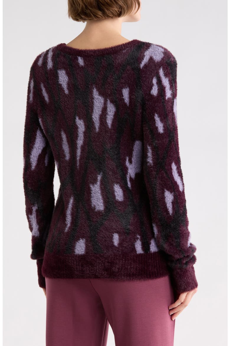 Bateau Neck Jacquard Sweater, Alternate, color, BURGUNDY/ LILAC ANIMAL