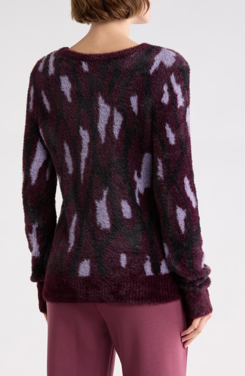 T Tahari Bateau Neck Jacquard Sweater In Burgundy