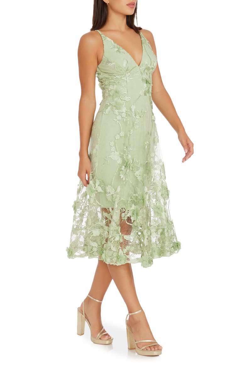 Audrey Embroidered Fit & Flare Dress, Alternate, color, SAGE
