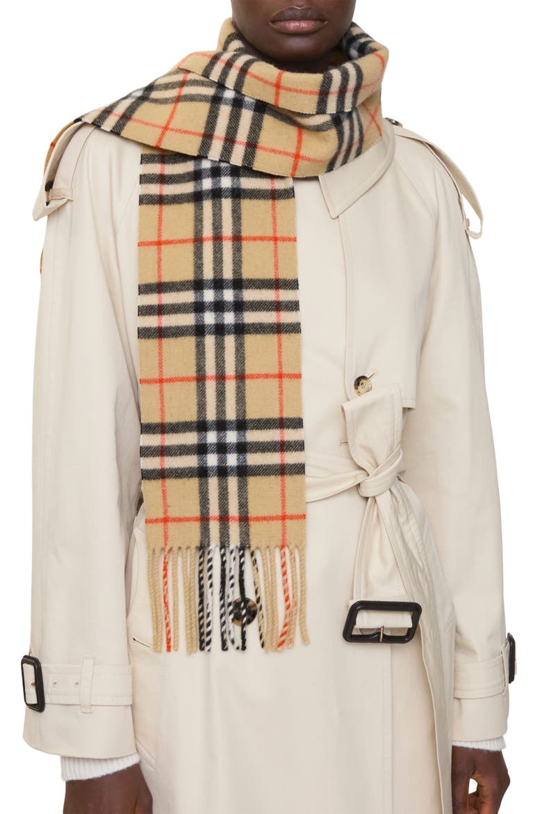 Check Cashmere Scarf, Alternate, color, SAND