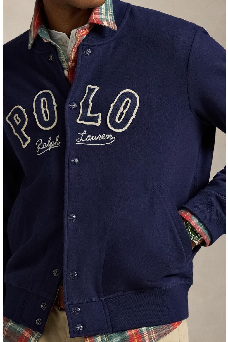 Logo Fleece Bomber Jacket, Alternate, color, CRUISE NAVY
