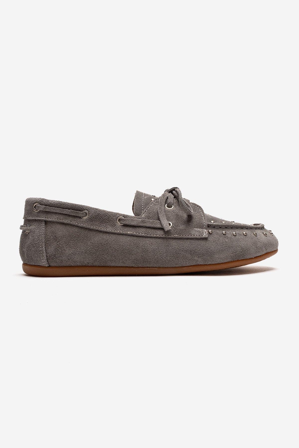 Forever & Always Shoes Cuesta Leather Lace Up Loafer, Alternate, color, Grey Suede