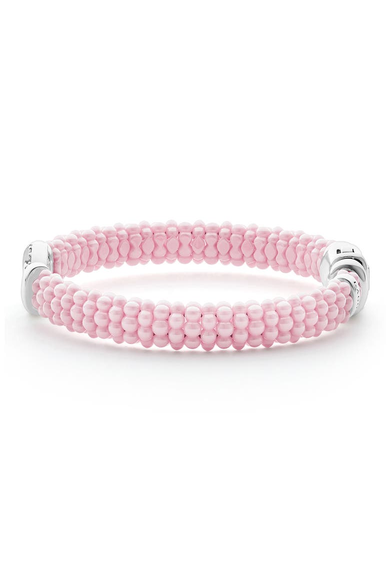 Pink Caviar Ceramic Bead Pavé Diamond Bracelet, Alternate, color, PINK