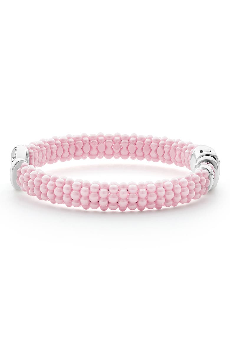 LAGOS Pink Caviar Ceramic Bead Pavé Diamond Bracelet, Alternate, color, Pink