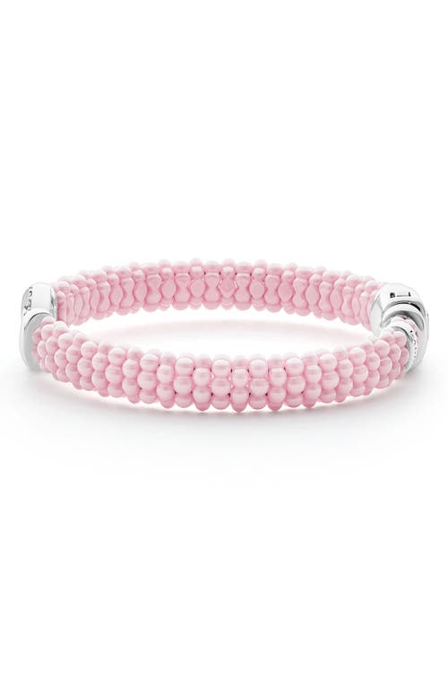 Lagos Pink Caviar Ceramic Bead Pavé Diamond Bracelet In Pink