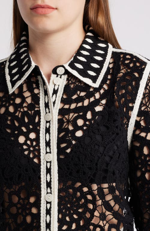 & Other Stories Wool & Cotton Lace Button-up Shirt In Black