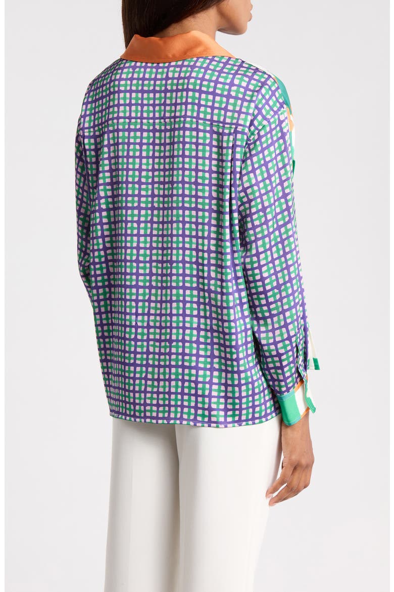 Plaid Long Sleeve Satin Camp Shirt, Alternate, color, MARIGOLD MULTI
