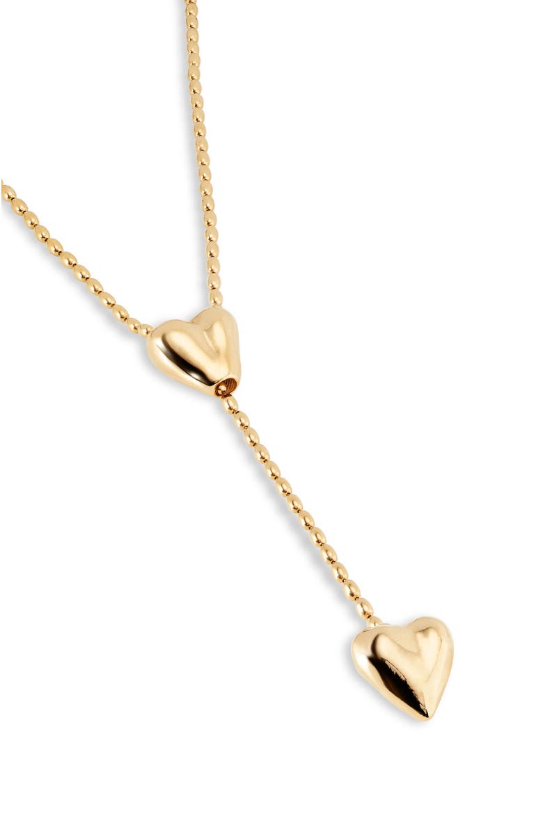 UNODE50 Double Heart Y Necklace, Alternate, color, Gold