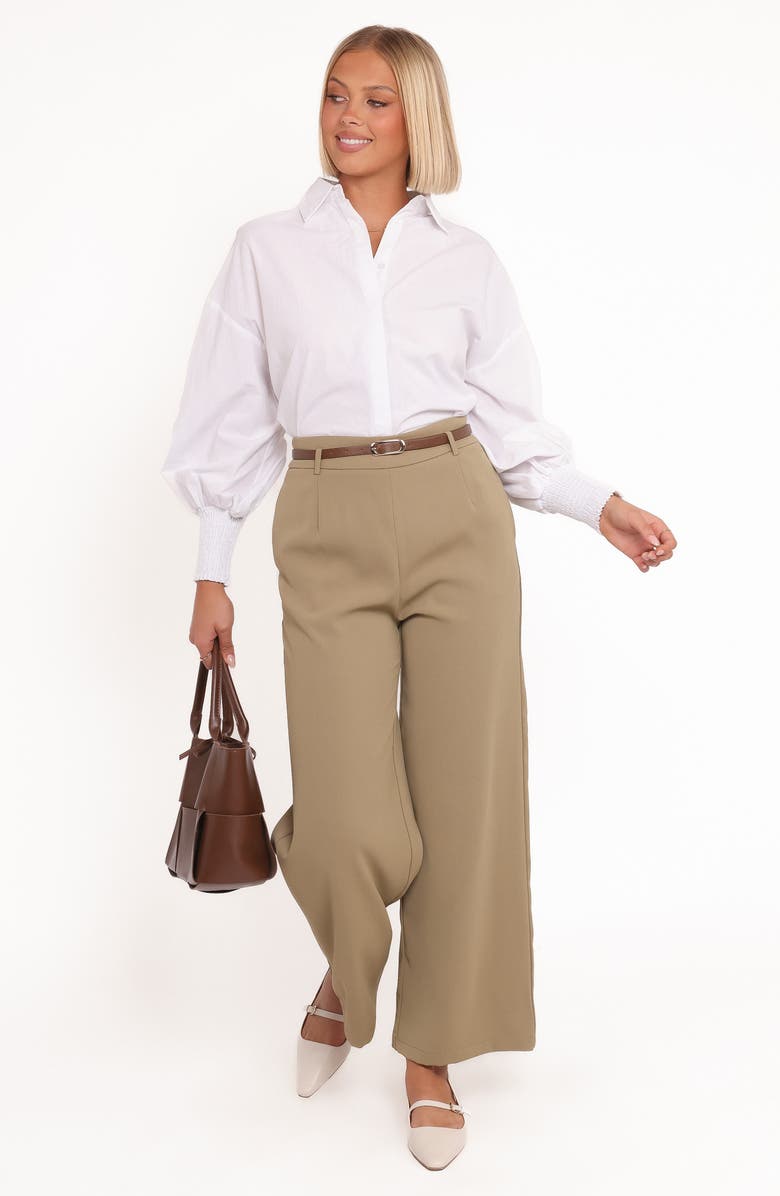 Petal & Pup Ceres Belted Wide Leg Pants, Alternate, color, Olive