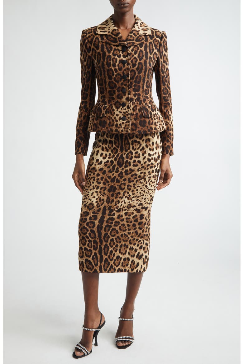 Leopard Print Stretch Silk Charmeuse Pencil Skirt, Alternate, color, LEO NEW