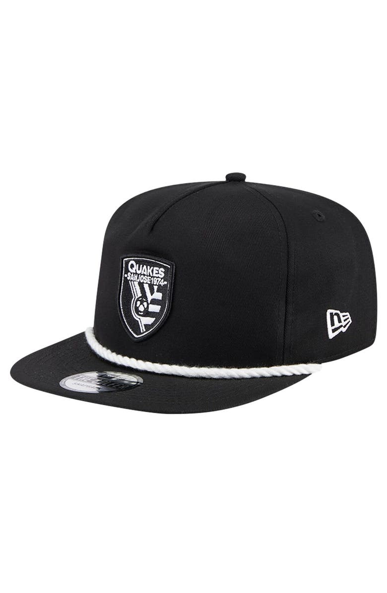 New Era Men's New Era Black San Jose Earthquakes 2024 Kick Off Collection Golfer Snapback Hat, Alternate, color,