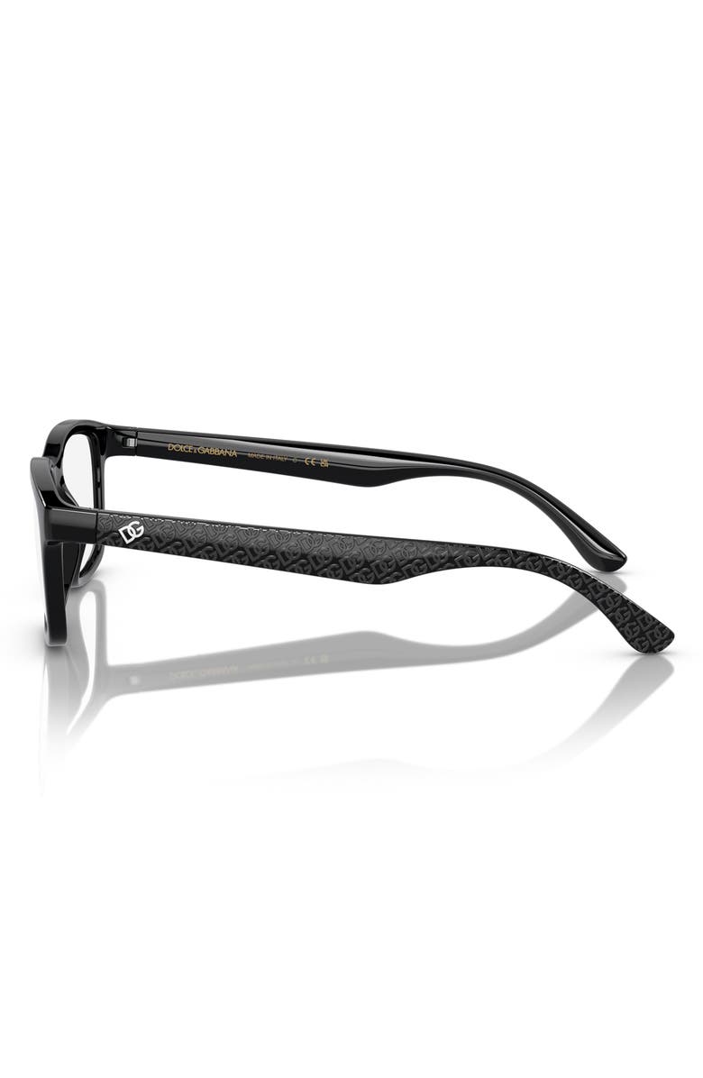 Dolce&Gabbana Kids' 46mm Rectangular Optical Glasses, Alternate, color, Black / Demo Lens