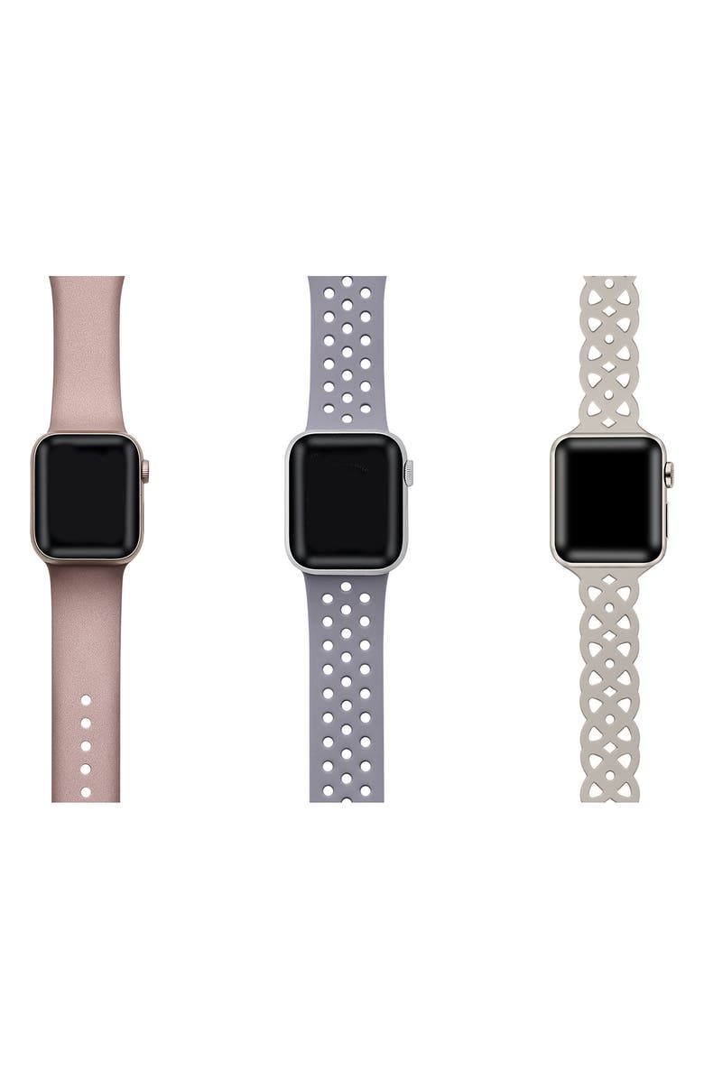 The Posh Tech Assorted 3-Pack Silicone Apple Watch<sup>®</sup> Watchbands, Alternate, color,