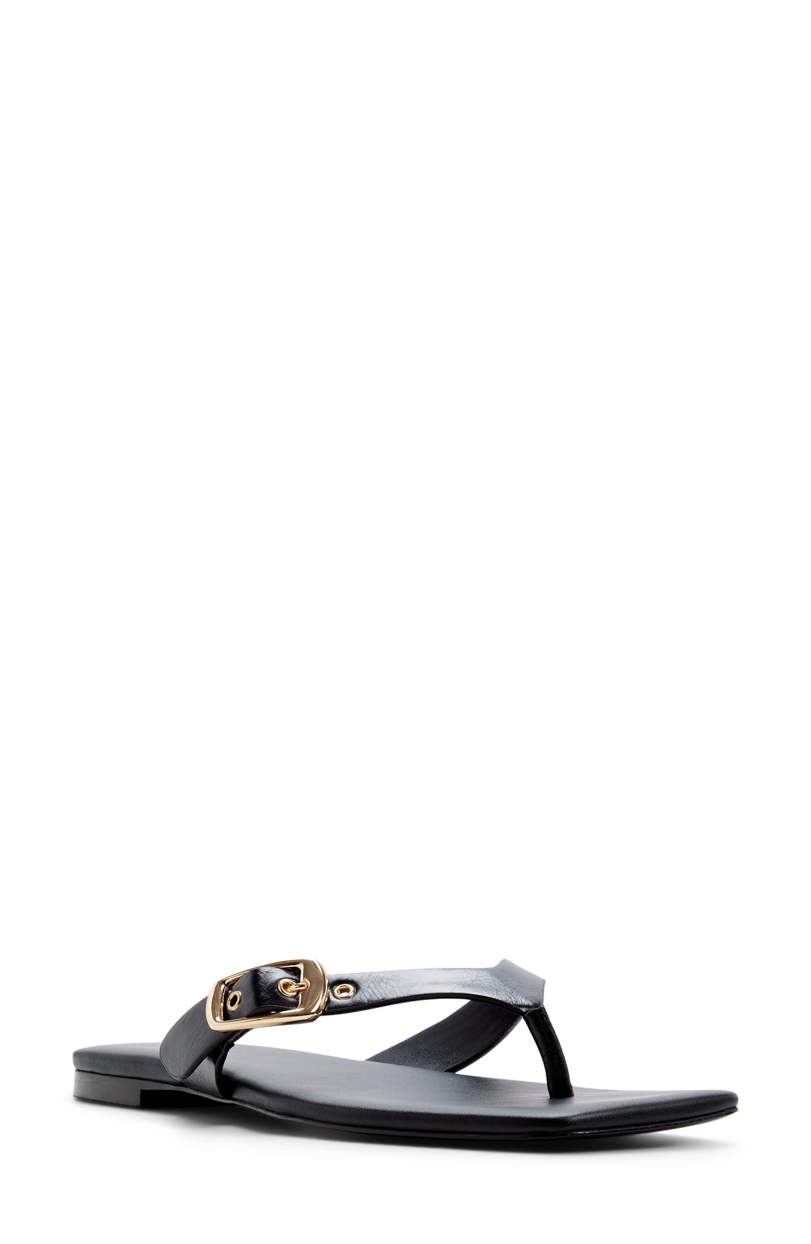 ALDO Leonnia Buckle Flip Flop, Main, color, Black