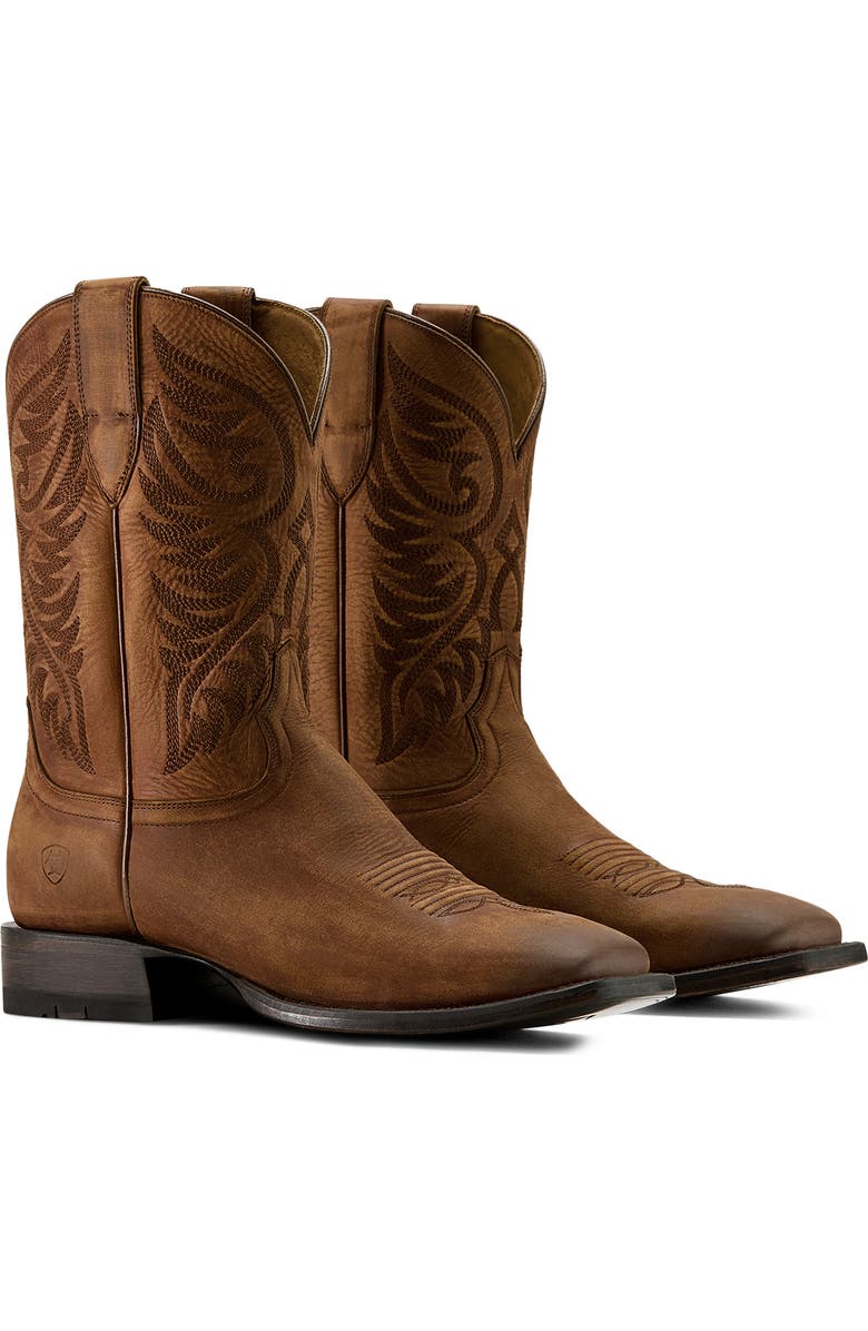 Ariat Wiley Wide Square Toe Cowboy Boot, Alternate, color, Renaissance Brown