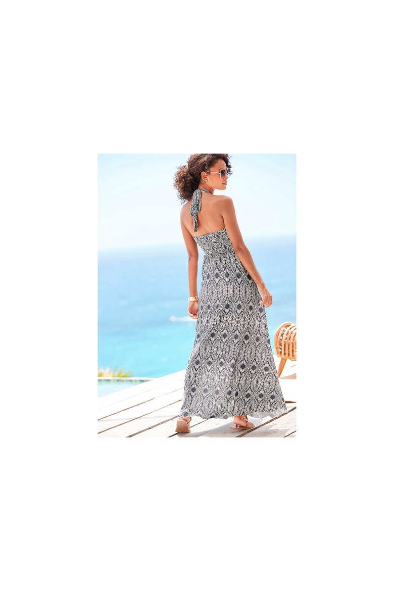 Printed Halter Maxi Dress, Alternate, color, Navy Sand
