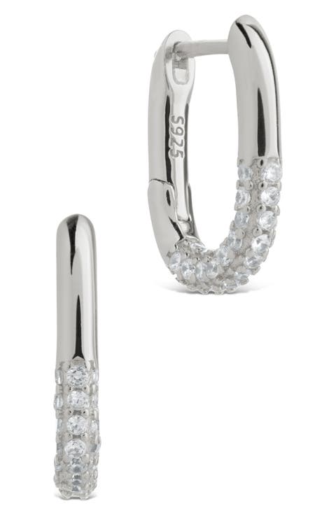 Elke Shimmer Cubic Zirconia Huggie Hoop Earrings