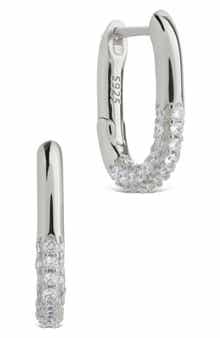 Sterling Forever Elke Shimmer Cubic Zirconia Huggie Hoop Earrings