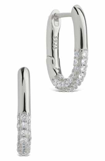 Sterling Forever Elke Shimmer Cubic Zirconia Huggie Hoop Earrings