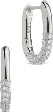 Sterling Forever Elke Shimmer Cubic Zirconia Huggie Hoop Earrings