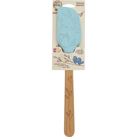 Laser Etched Beechwood Large Silicone Spatula, Nature Collection, Set Of 1