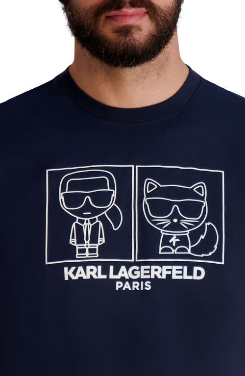 Karl Lagerfeld Paris Karl & Choupette Character Graphic T-shirt In Blue