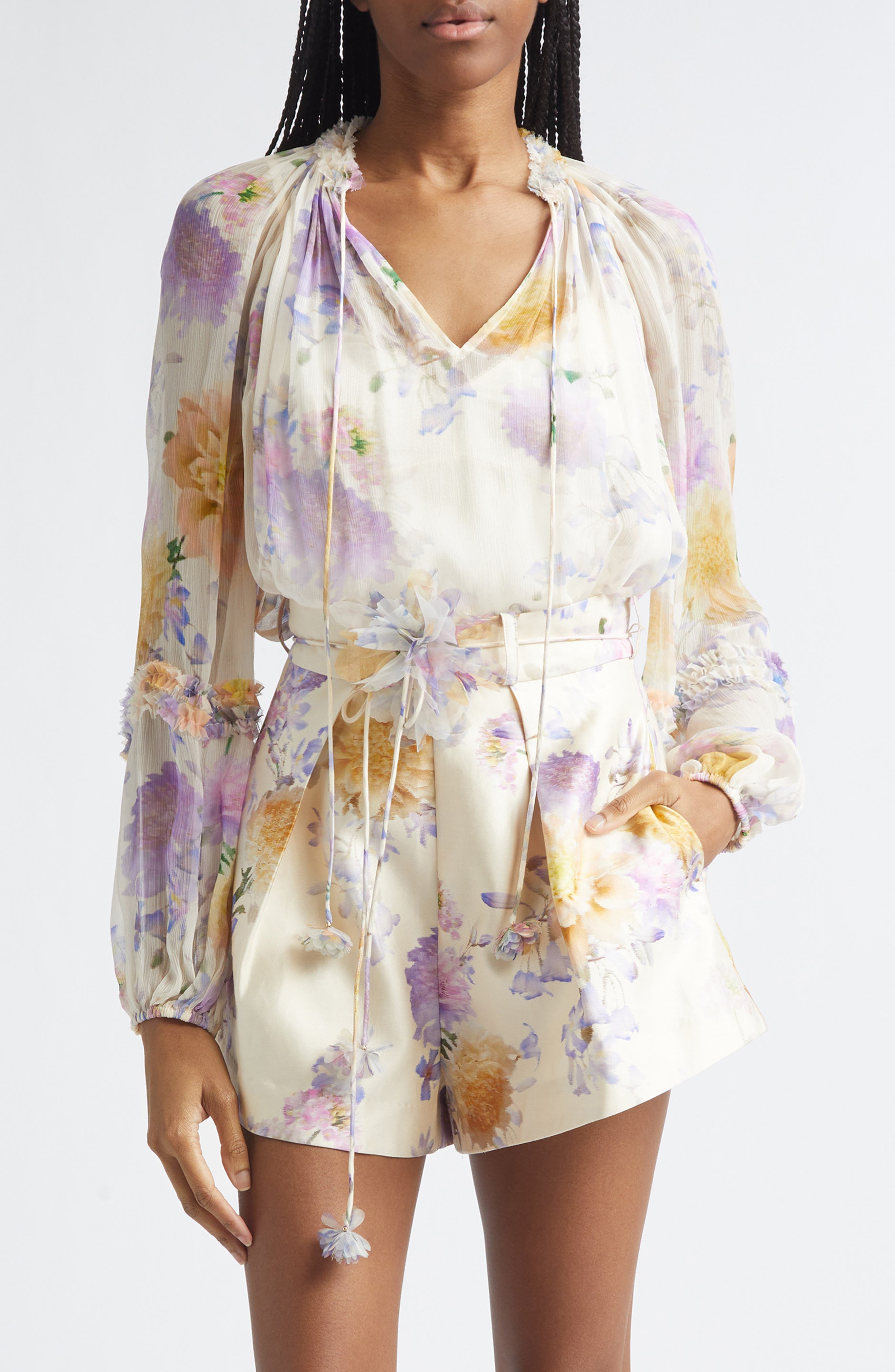 Luna Ruffle Billow Chiffon Top (Women) | Nordstrom